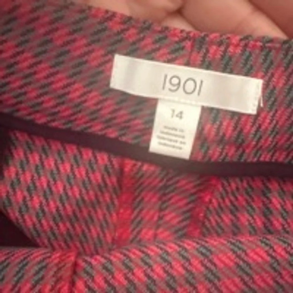 Nordstrom 1901 Women’s Red Plaid Dress Pants Size [X] Tartan Check Straight - Picture 5 of 5